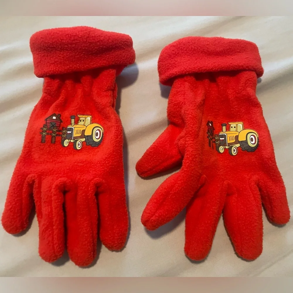 Children's Fleece Gloves 2 Pairs Blue and Red